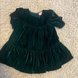 ruby & bloom Velvet Green Kids Dress